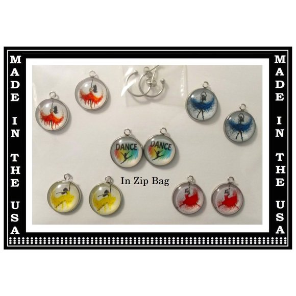 5/$20 Ballet Dance Team Sports Interchangeable Charm Earrings-5 Pairs in Set - Picture 2 of 6